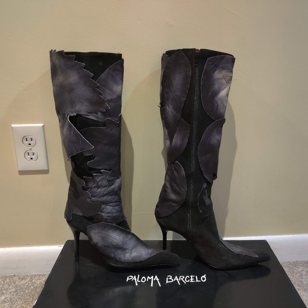 Paloma Barcelo "Leaf" Leather Boots Size 10.5 (41) Some TLC needed!